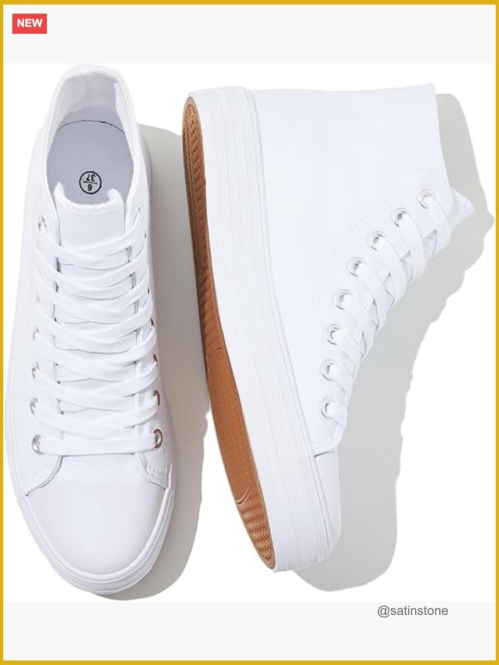 High Top Canvas Sneakers - Comfortable Lace Up Casual Shoes for Women